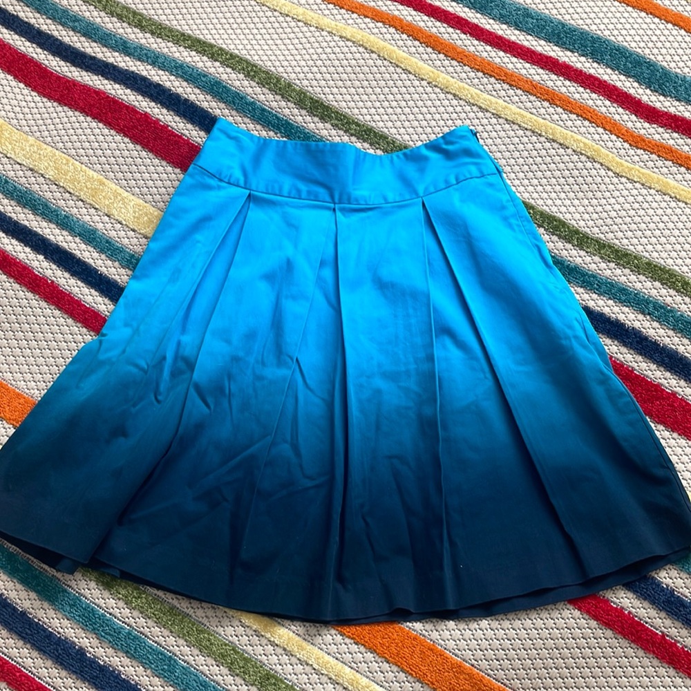 Express | Cerulean-Teal-Navy Ombré Pleated Skirt — NWT!